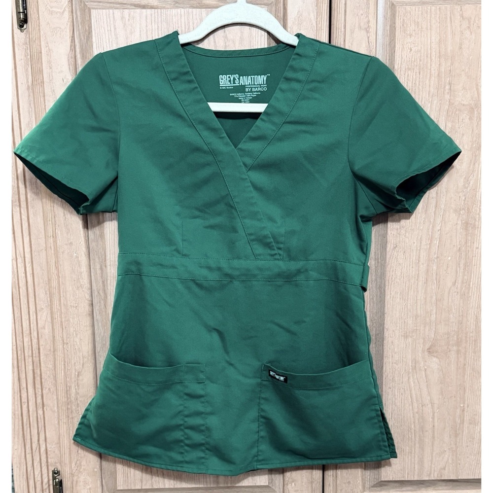 Greys Anatomy Top‎ Scrub Women XS Green By Barco Medical Lab Nurse MD Veterinary